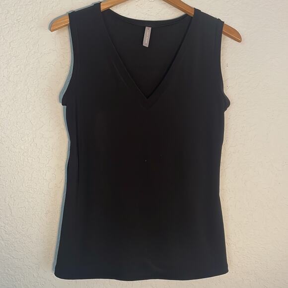 Last Tango Black Stretchy V Neck Tank Top XL Slimming Minimalist Staple Capsule - Picture 1 of 5